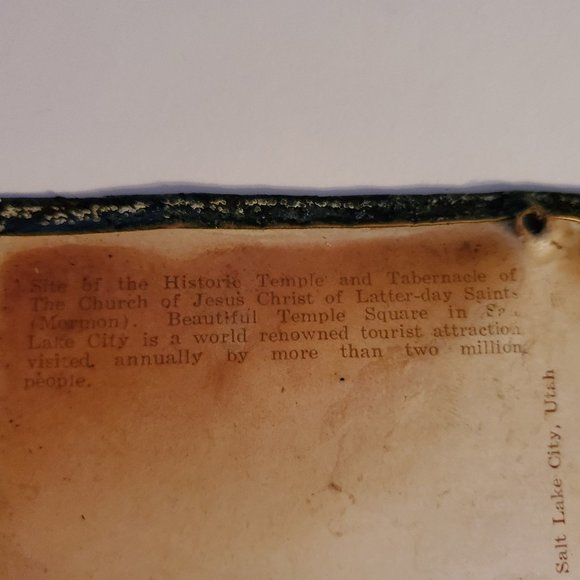 Vintage Copper Postcard of Temple Square in Salt Lake City - Picture 2 of 4